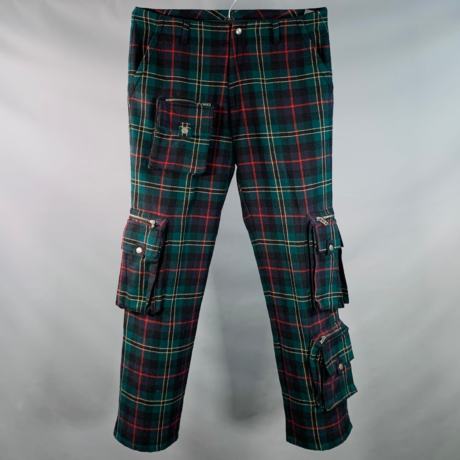 Ralph Lauren Size 34 Green Red Plaid Wool Cargo Casual Pants
